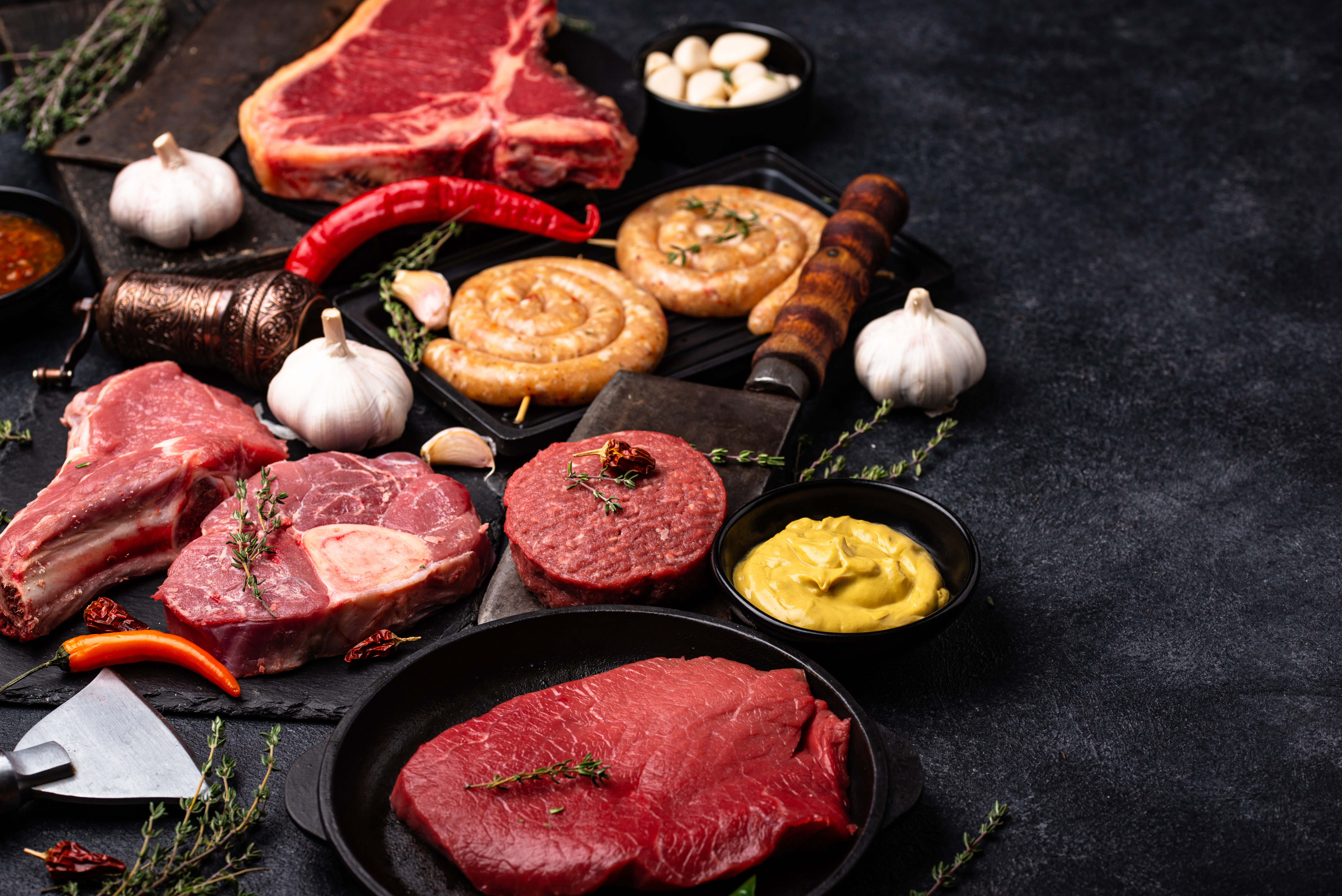 Assortment of various types of meat